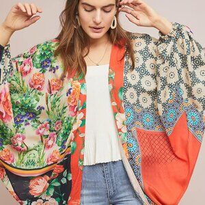 By Anthropologie Floral and Geometric Patterned Dylan Cocoon Kimono OS